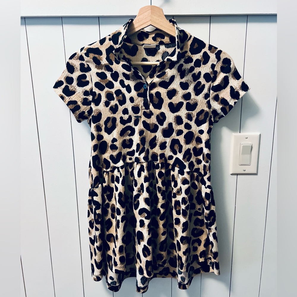 Zara Kids Girls Leopard Print Drop Waist Dress Size 9 EUC